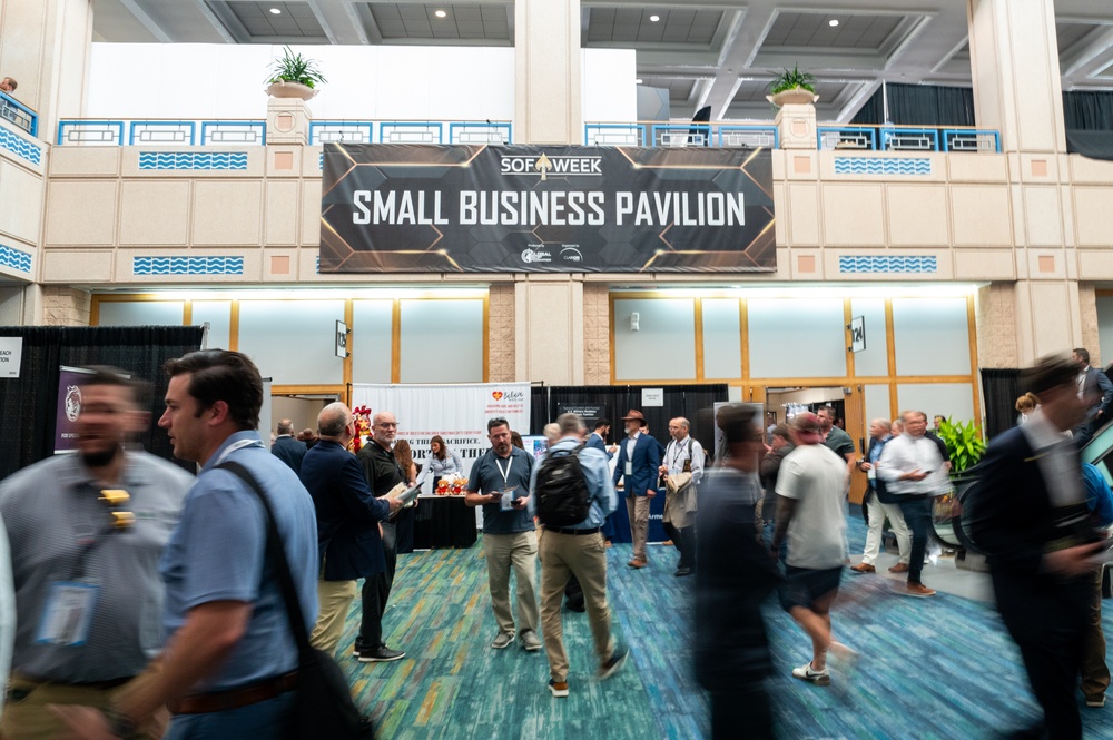 Patrons walk through the Small Business Pavilion during SOF Week