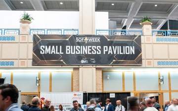 Patrons walk through the Small Business Pavilion during SOF Week