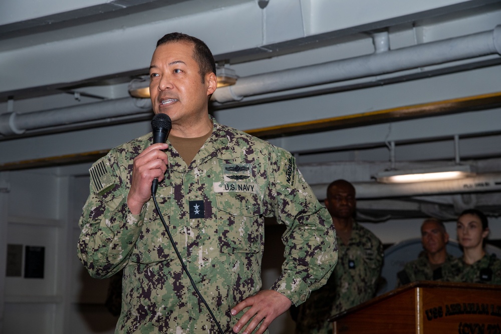Abraham Lincoln hosts Chief of Supply Corps, Rear Adm. Epps