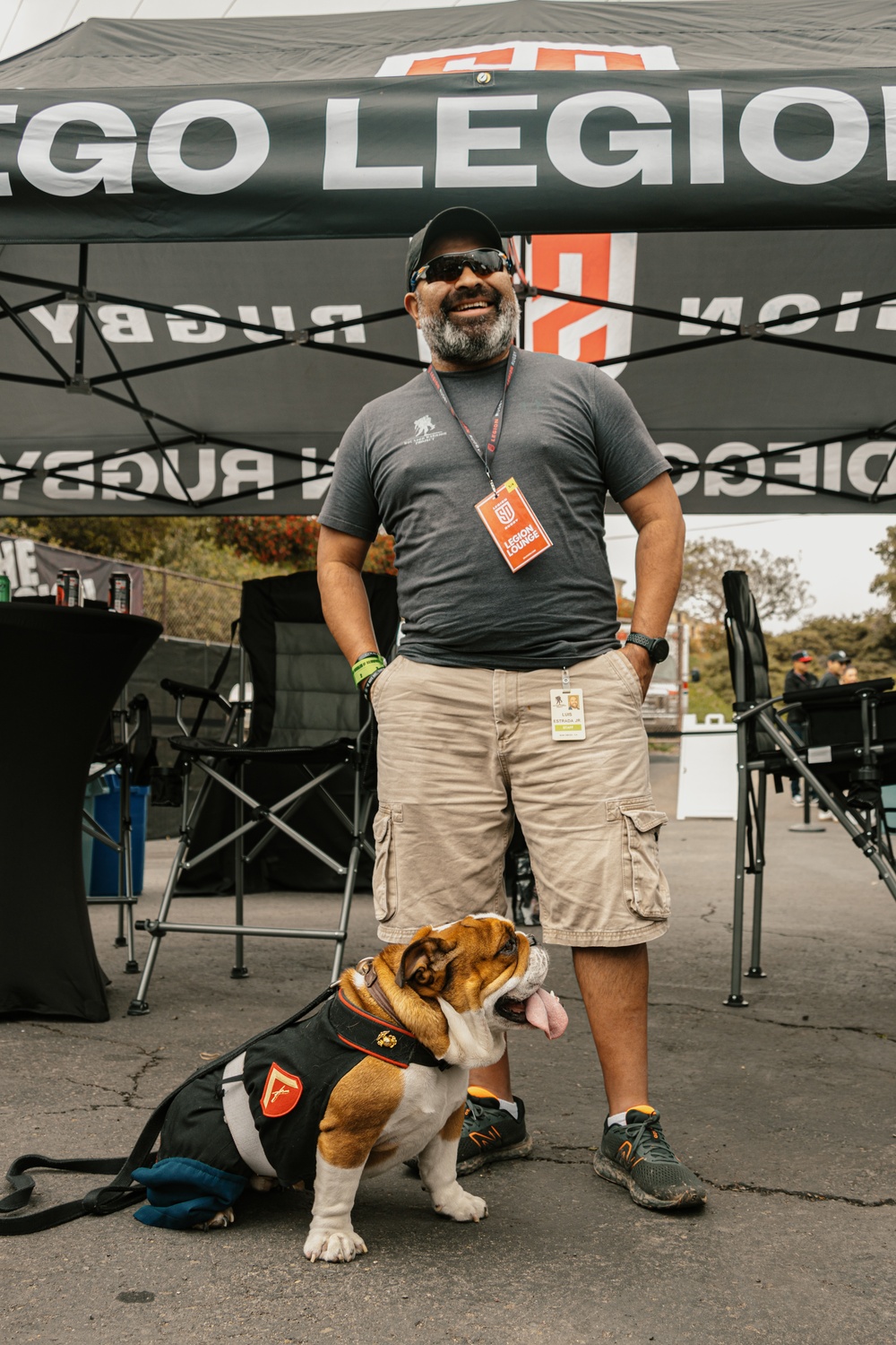 Bruno goes to the SD Legion Rugby Military appreciation game with Marine Band San Diego