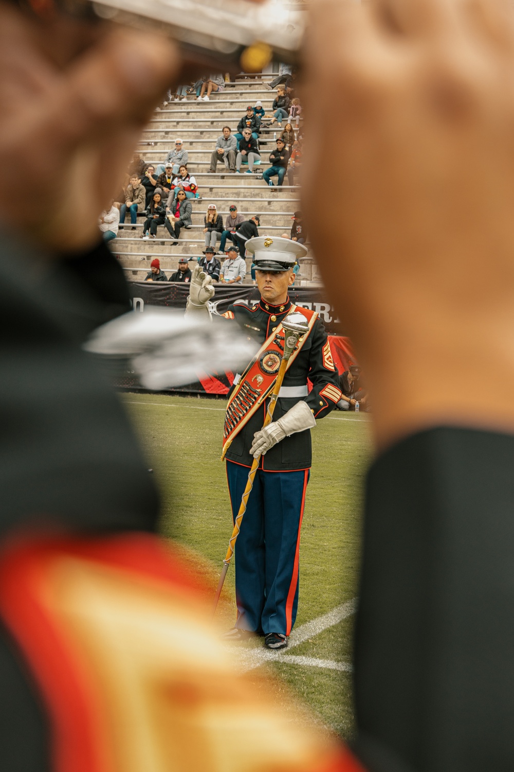 Bruno goes to the SD Legion Rugby Military appreciation game with Marine Band San Diego
