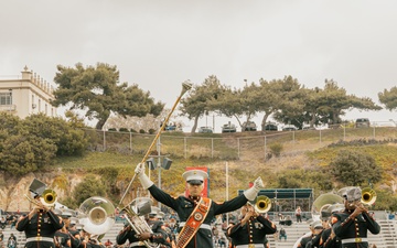 Bruno goes to the SD Legion Rugby Military appreciation game with Marine Band San Diego
