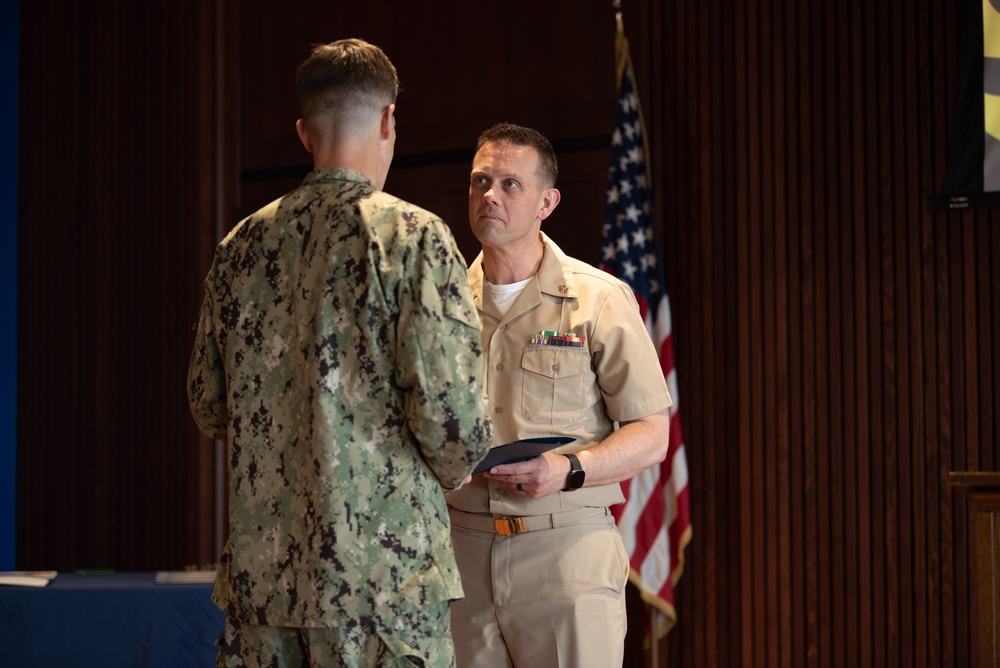 United States Navy Band holds quarterly All Hands meeting.