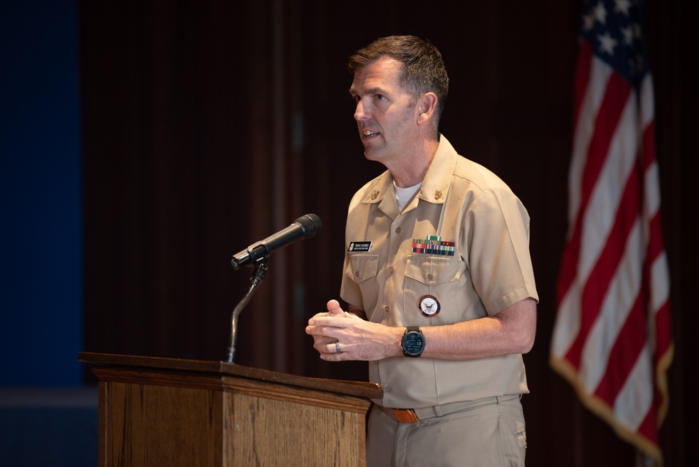 United States Navy Band holds quarterly All Hands meeting.