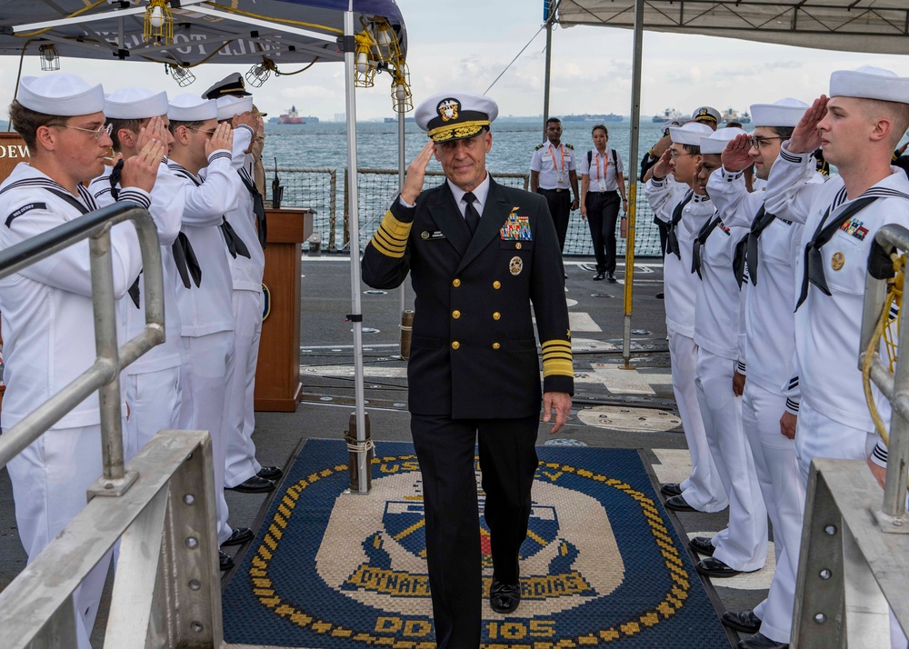 U.S. Pacific Fleet Commander visits USS Dewey while in Republic of Singapore for IMDEX Asia 25
