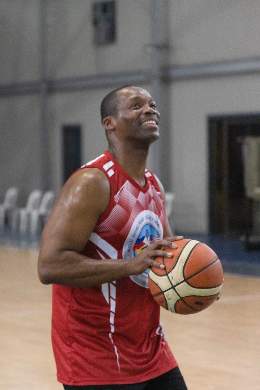 U.S. and Filipino service members play basketball during US-PH friendship games