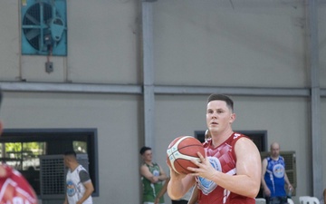 U.S. and Filipino service members play basketball during US-PH friendship games