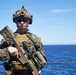 U.S. Marines with FAST Company Europe conduct weapon manipulation drills aboard the USS Mount Whitney