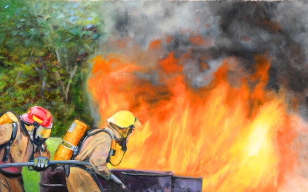 US Coast Guard Art Program 2025 Collection, Obj. Id # 202501, &quot;Fighting fire,&quot; Susanne Corbelletta