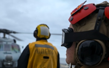 U.S. Navy Sailors conduct flight operations safety pre-check during Formidable Shield (FS) 2025