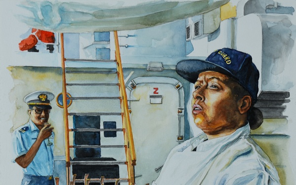 US Coast Guard Art Program Collection 2025, Obj. Id. # 202505, "Reception aboard  the Eagle," Chris Demarest
