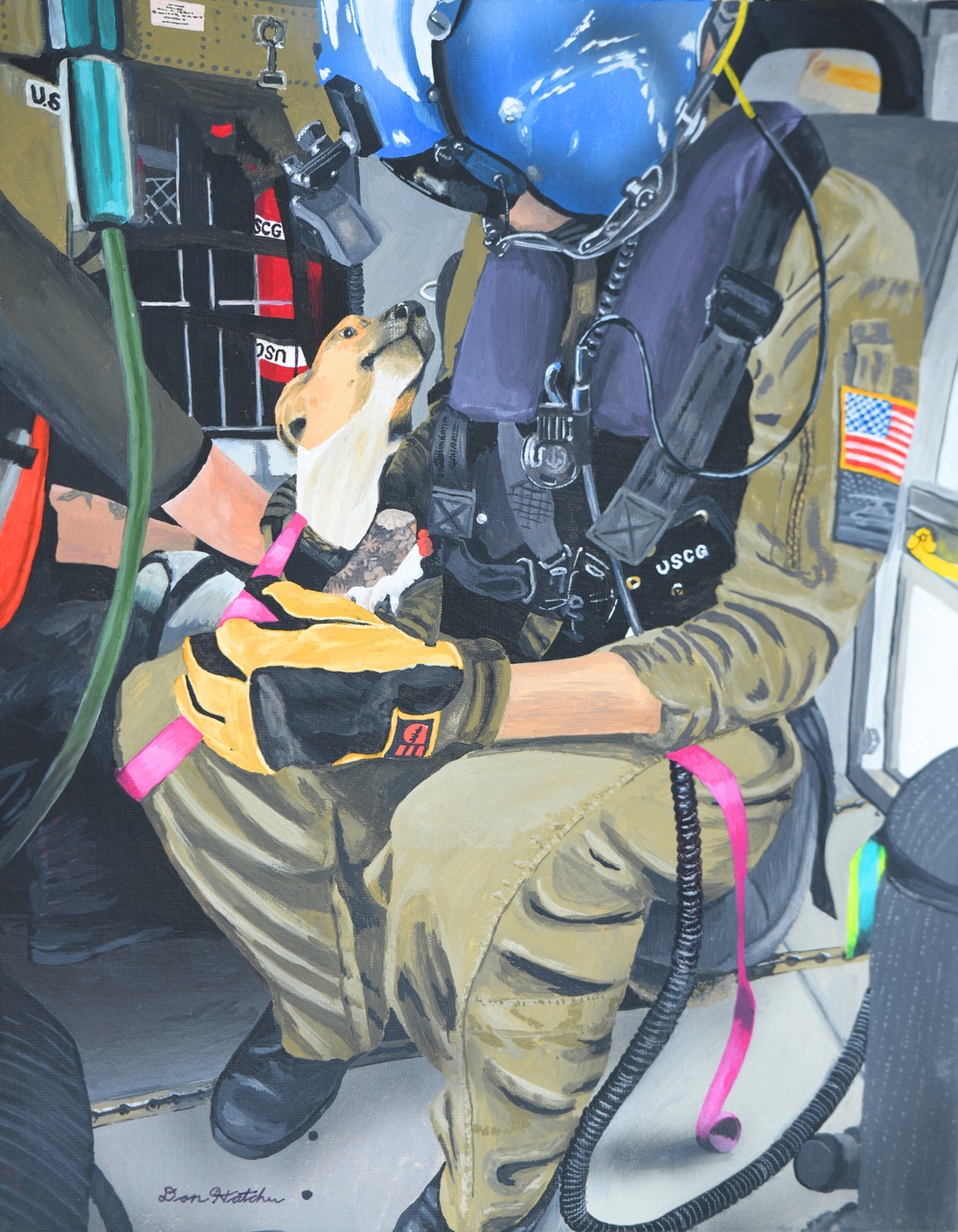 US Coast Guard Art Program Collection 2025, Obj. Id. # 202511, &quot;Rescue of a mariner and his dog,&quot; Don Hatcher