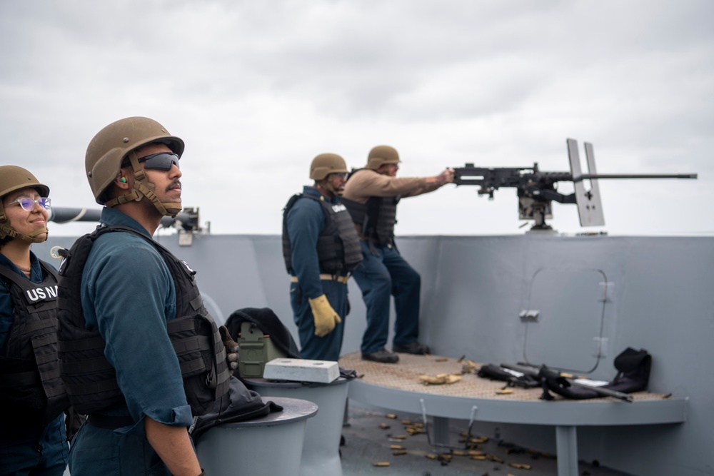 USS John P. Murtha fires crew-served weapons