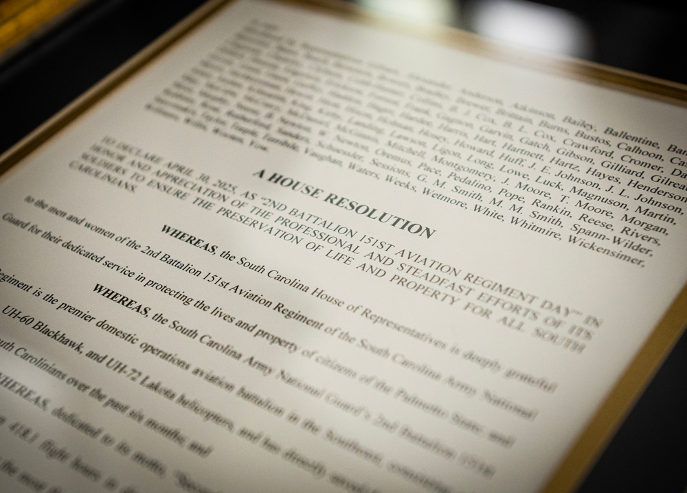 SCARNG aviation recognized at SC State House