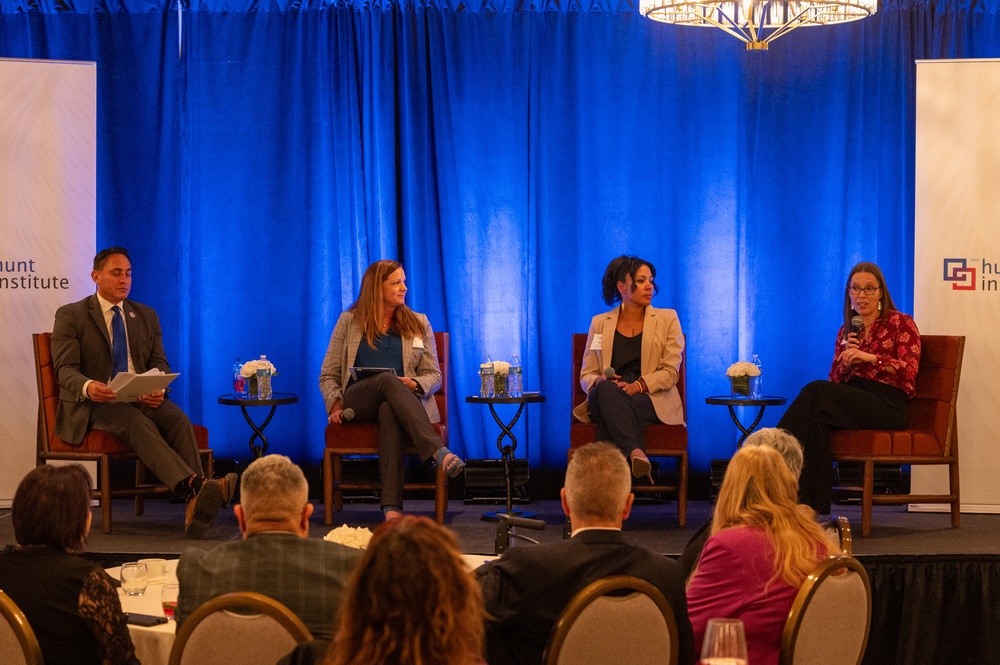 Panelists discuss policy and community solutions to support military-connected students during the Education Support for Military Families panel at the Hunt Institute’s 2025 New Mexico Legislators Retreat.