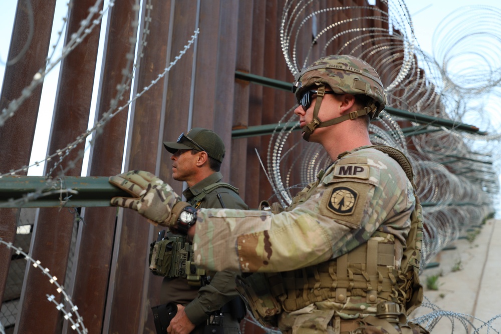 549th Military Police Company conducts joint patrol with Border Patrol at southern border