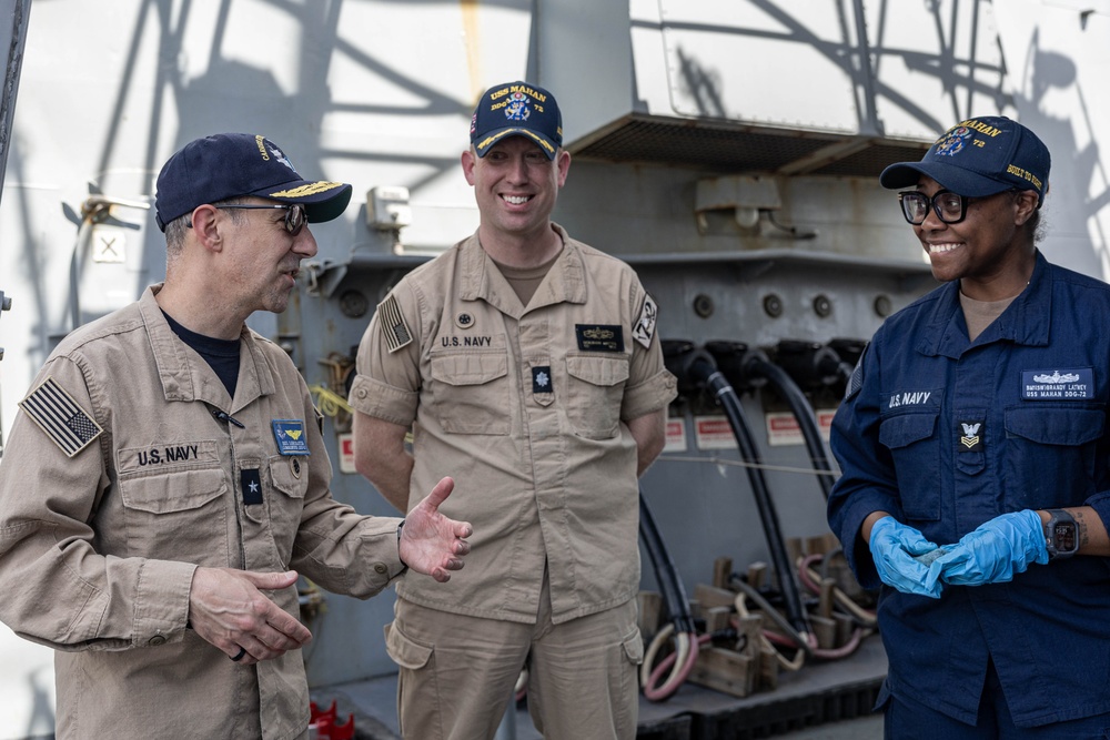 Rear Adm. Paul Lanzilotta Visits USS Mahan