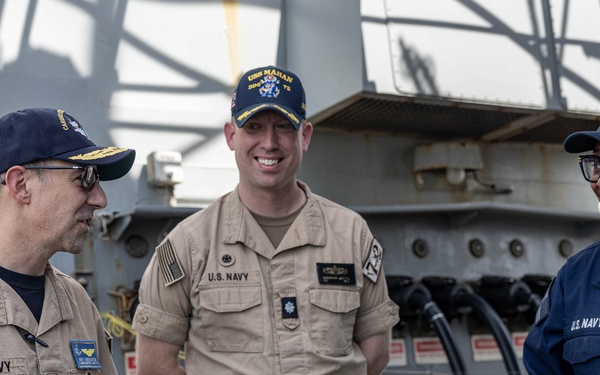 Rear Adm. Paul Lanzilotta Visits USS Mahan