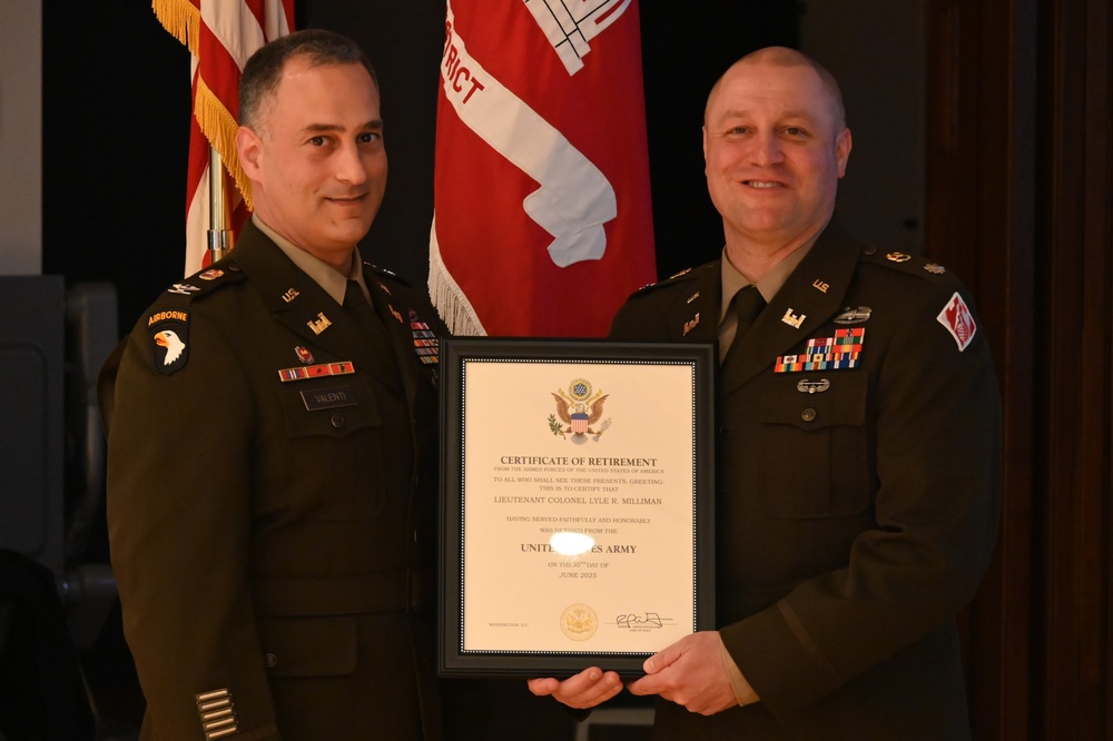 Lt. Col. Lyle Milliman Retires after 20 years