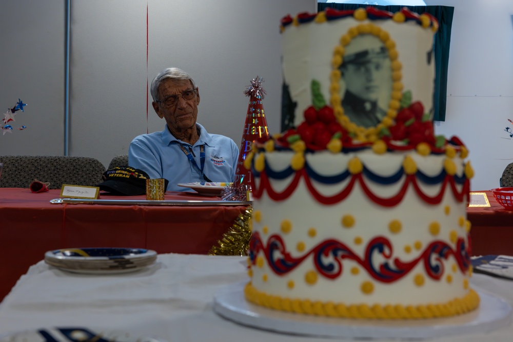 Iwo Jima Veteran celebrates 100th Birthday with Marines, Sailors, family aboard USS North Carolina