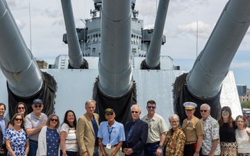 Iwo Jima Veteran celebrates 100th Birthday with Marines, Sailors, family aboard USS North Carolina