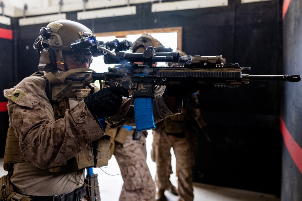 3rd Bn., 1st Marines conducts close quarters training during EOTG raid leaders course
