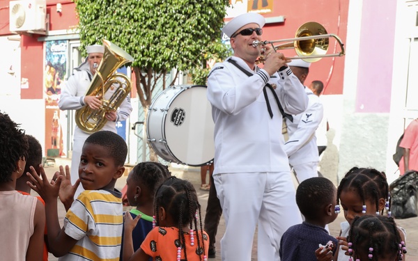 Obangame Express 2025 Navy Band Plays in Cabo Verde