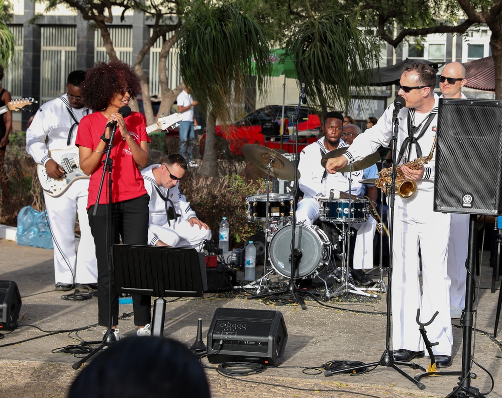 Obangame Express 2025 Navy Band Plays in Cabo Verde