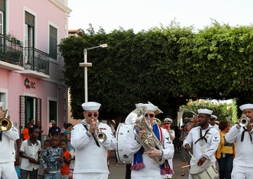 Obangame Express 2025 Navy Band Plays in Cabo Verde