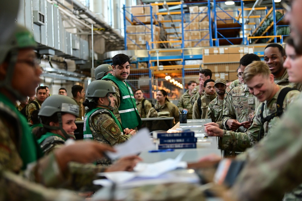 Skyway Chariot: Airmen gear up at simulated deployment line