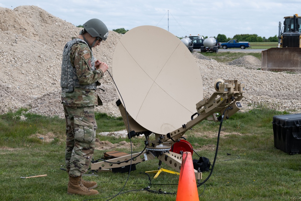 Skyway Chariot: Communications Airmen set up satellite terminal