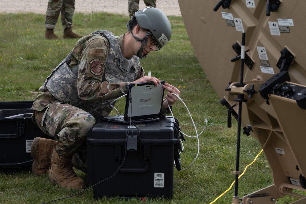 Skyway Chariot: Communications Airmen set up satellite terminal