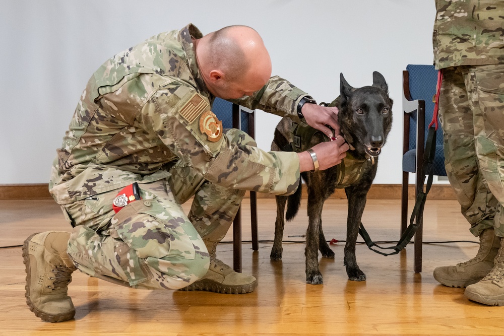 K9 Callie, only search-and-rescue dog in DOD, retires from Kentucky Air Guard