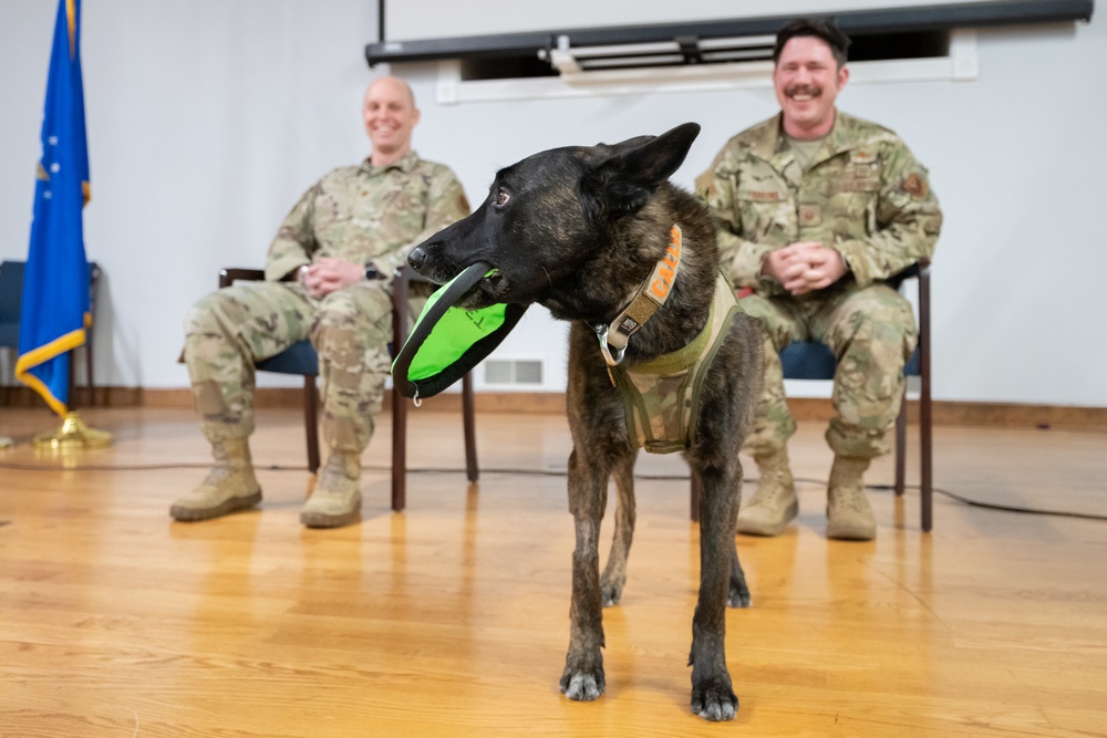 K9 Callie, only search-and-rescue dog in DOD, retires from Kentucky Air Guard