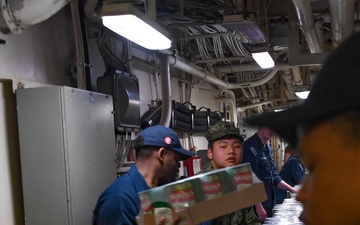 USS America (LHA 6) Conducts Stores Onload
