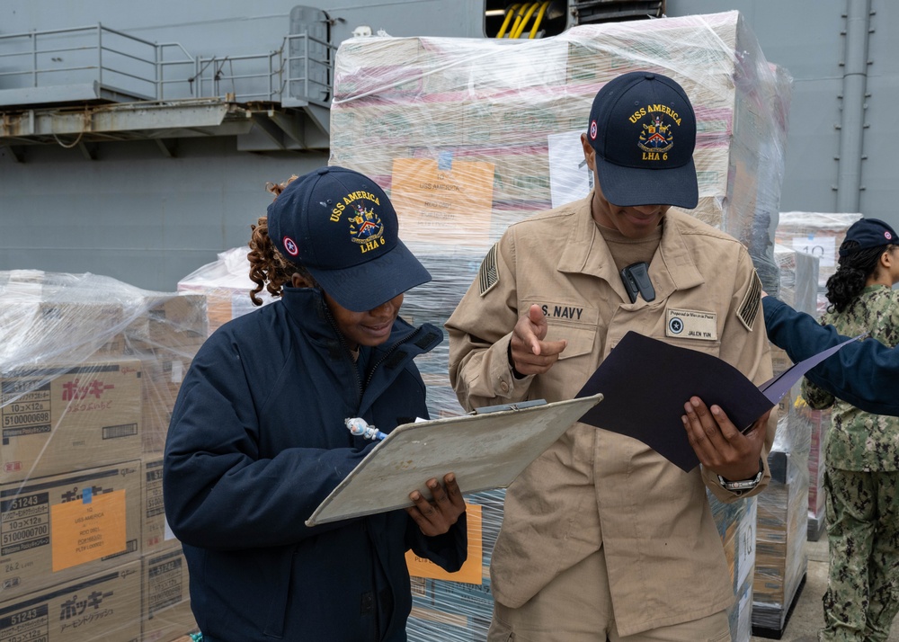 USS America (LHA 6) Conducts Onloads