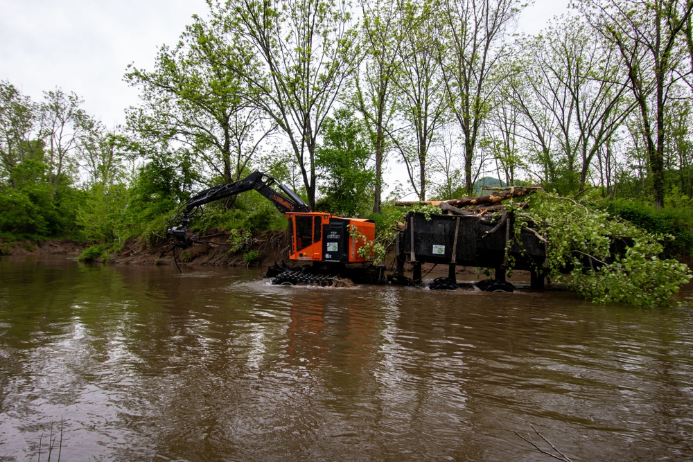 Hurricane Helene debris removal in the Cullasaja river