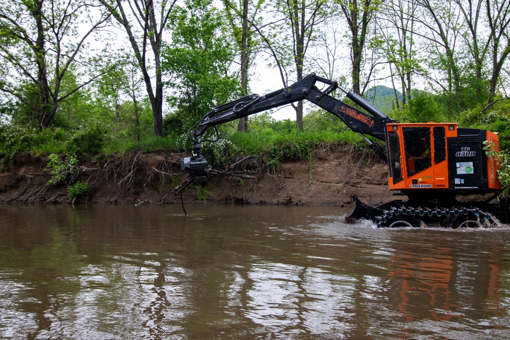 Hurricane Helene debris removal in the Cullasaja river