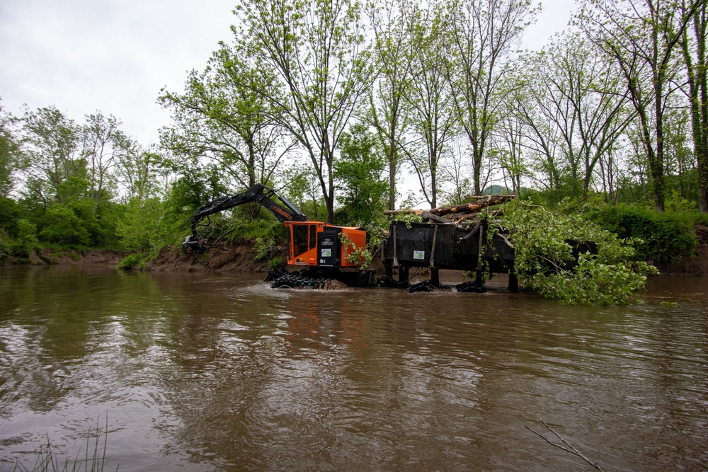 Hurricane Helene debris removal in the Cullasaja river