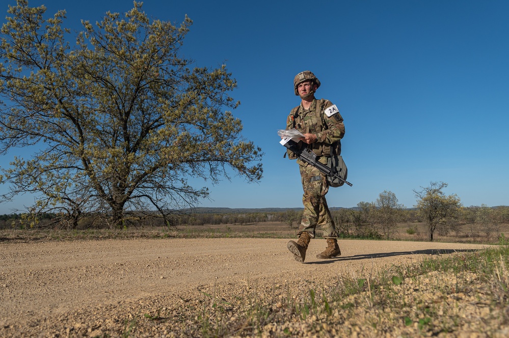 Sgt. Lee Kellogg heads to his next point