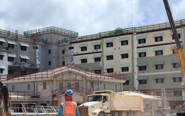 Heavy Equipment Delivers Materials for a Bachelor Enlisted Quarters Under Construction on Camp Blaz
