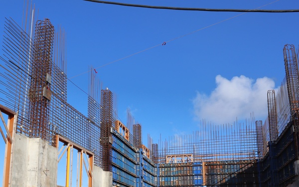 Rebar and Concrete Rise Out of A New Construction Project on Camp Blaz
