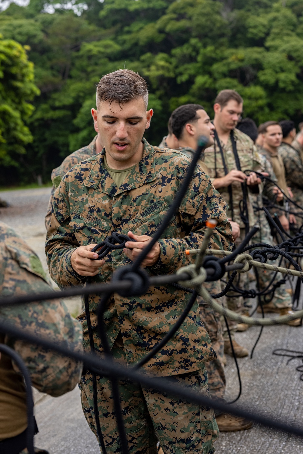 U.S. Marines Conducts One Rope Bridge Training during Jungle Leaders Course