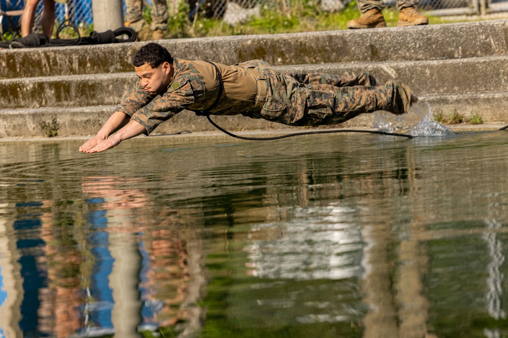 U.S. Marines Conducts One Rope Bridge Training during Jungle Leaders Course