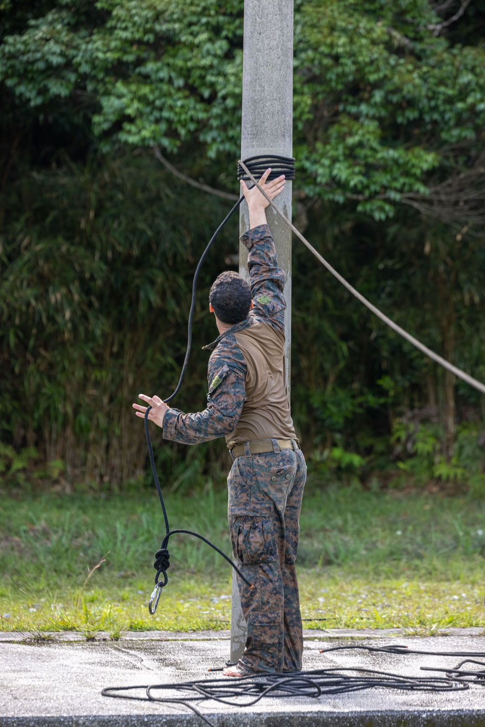 U.S. Marines Conducts One Rope Bridge Training during Jungle Leaders Course