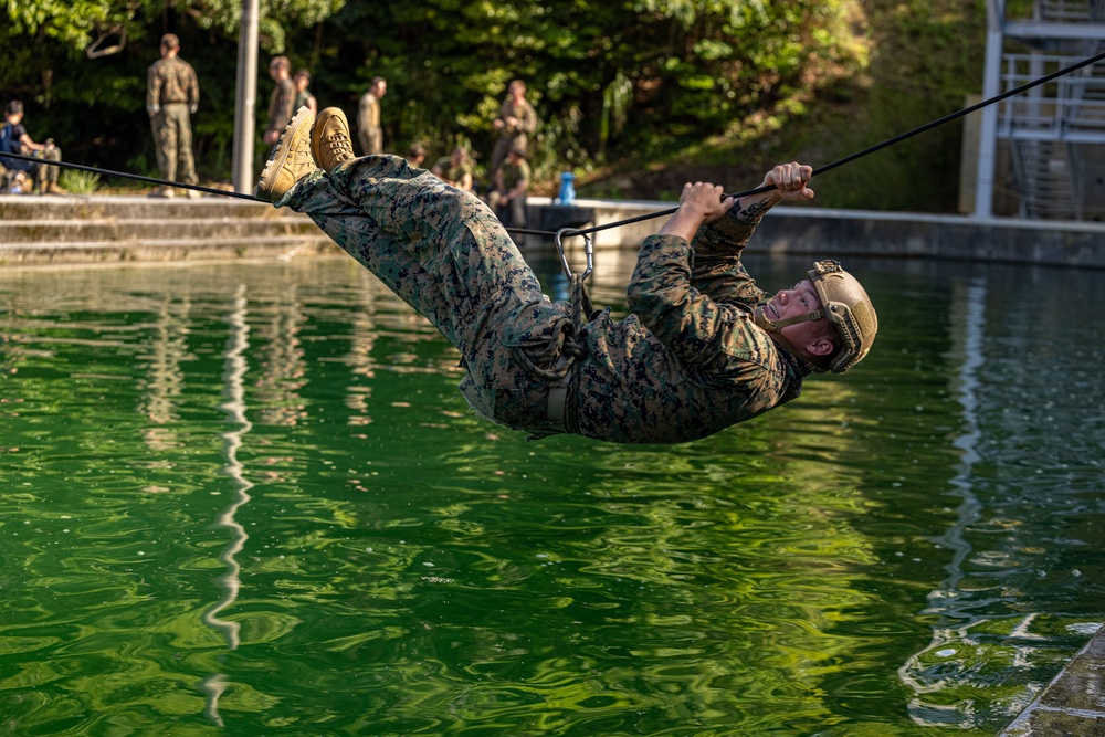 U.S. Marines Conducts One Rope Bridge Training during Jungle Leaders Course