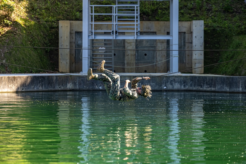 U.S. Marines Conducts One Rope Bridge Training during Jungle Leaders Course