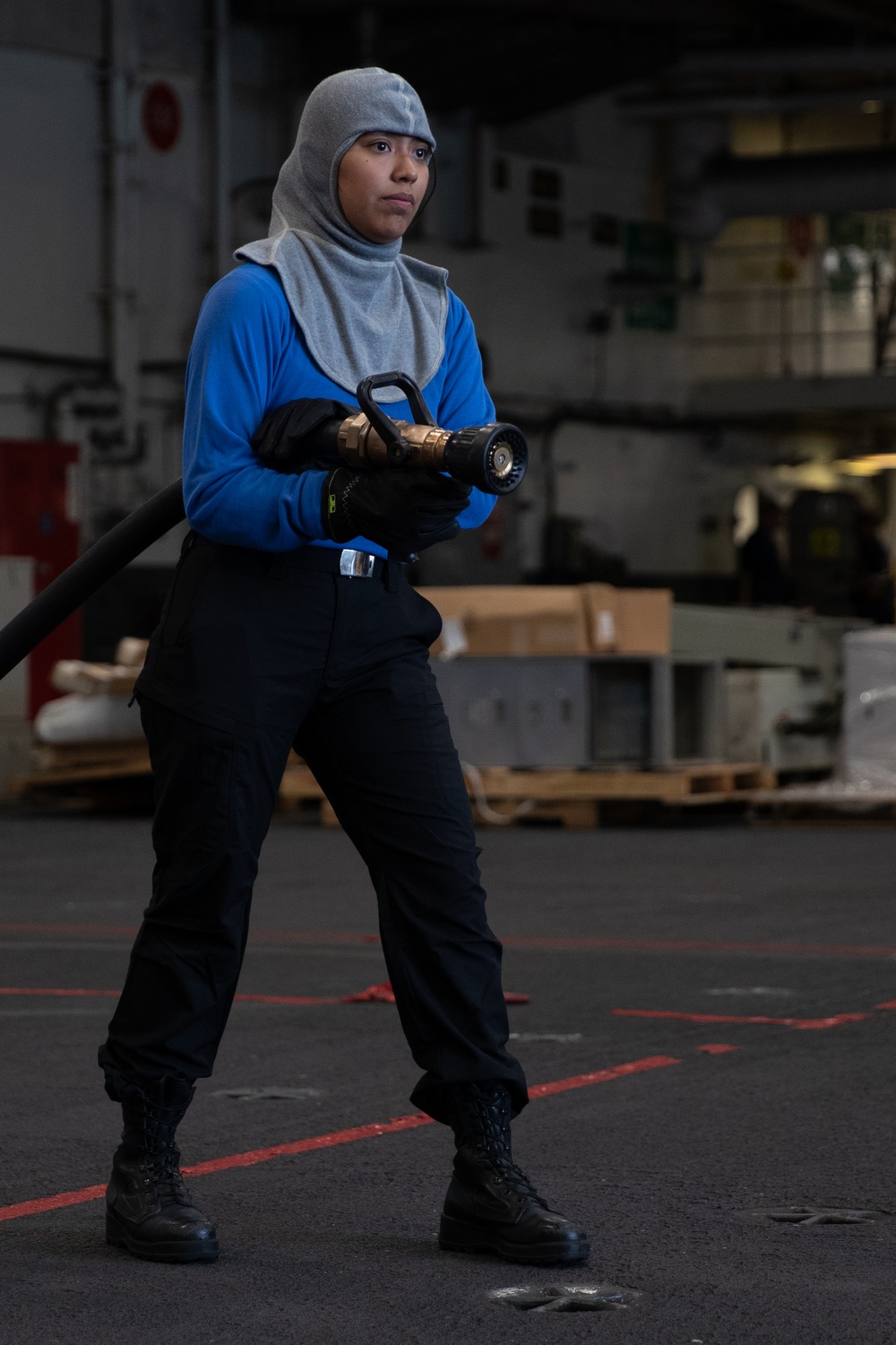 USS George Washington Hanger Deck Conducts Aircraft Firefighting Drills