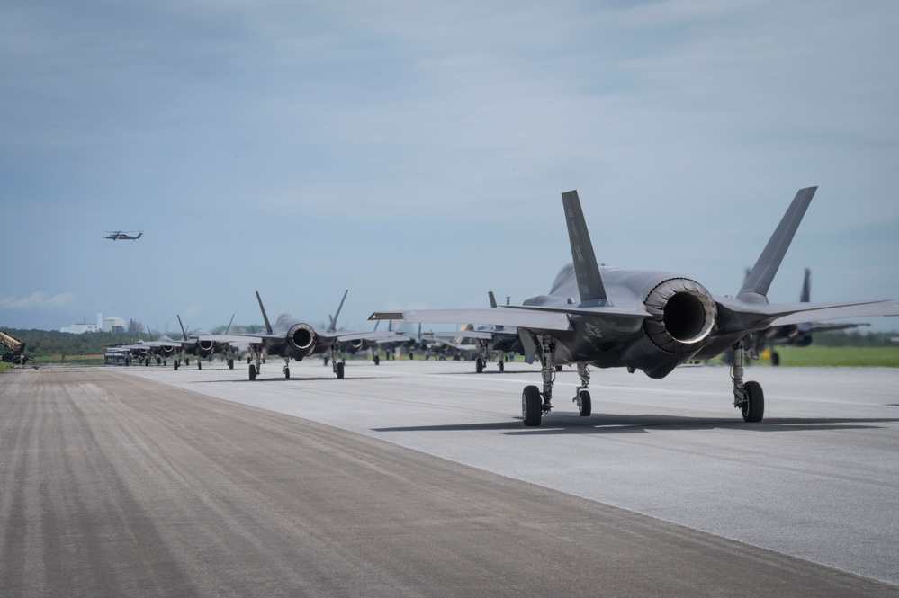 67th FGS &amp; 33rd RGS marshal over 50 aircraft during elephant walk
