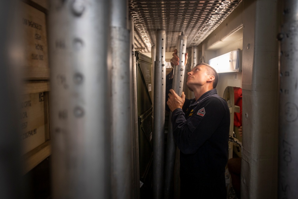 USS Sterett conducts operations in the U.S. Central Command area of responsibility as part of the Carl Vinson Carrier Strike Group
